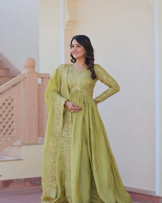 Mohini 9240 Gold Crush Gown With Dupatta Embroidery Work Online 2025