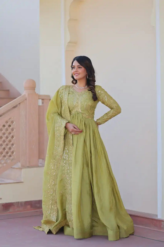 Mohini 9240 Gold Crush Gown With Dupatta Embroidery Work Online 2025