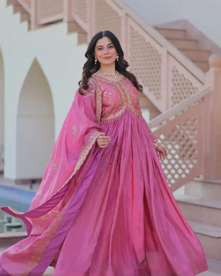 Mohini 9240 Gold Crush Gown With Dupatta Embroidery Work Collection 2025