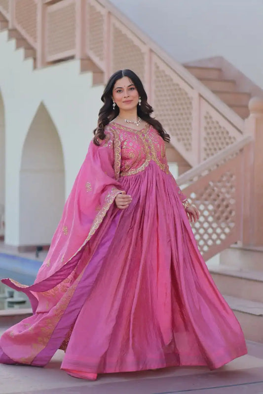 Mohini 9240 Gold Crush Gown With Dupatta Embroidery Work Collection 2025