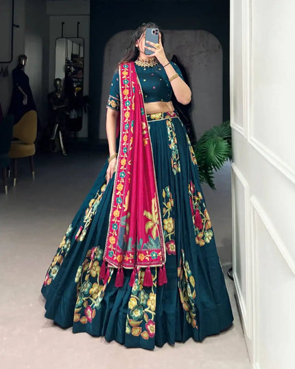 WMN 1239 Rama Color Tussar Silk Lehenga Choli For Party Wear 2025