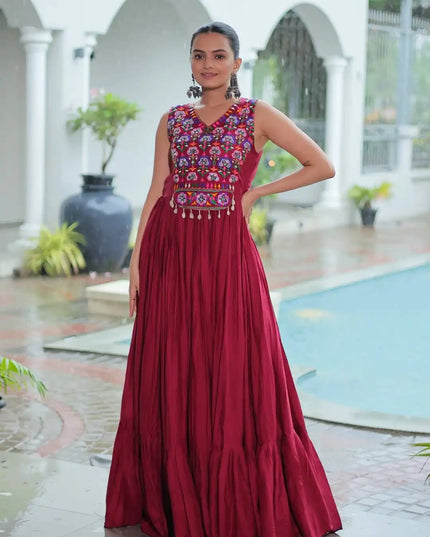 Mohini 9258 Reyon Maroon Color Navratri Gown Dress Collection 2025