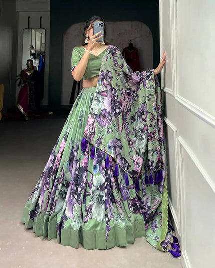 WMN 1225 Green Stitched Silk Lehenga Choli For Party 2025