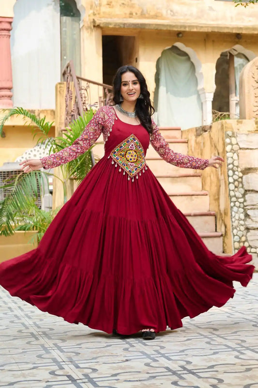 Mohini 9256c Maroon Color Navratri Gown Collection 2025