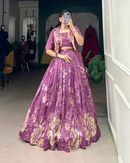 WMN 1129 Flower Print Tussar Silk Wedding Lehenga Choli 2025
