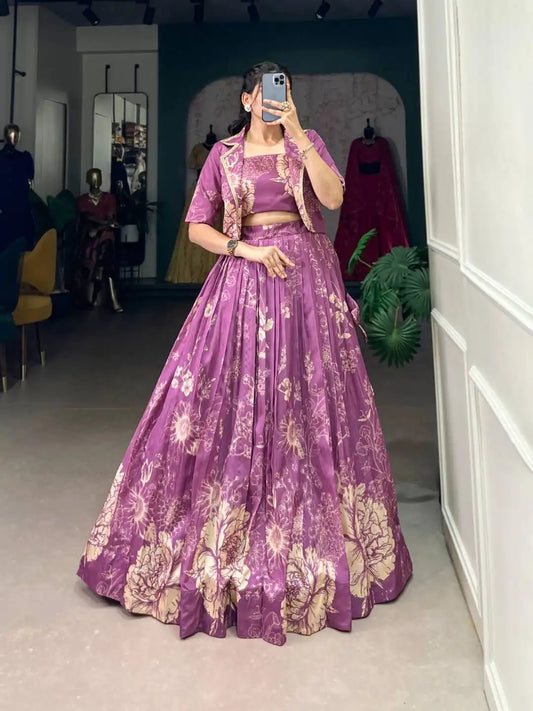WMN 1129 Flower Print Tussar Silk Wedding Lehenga Choli 2025