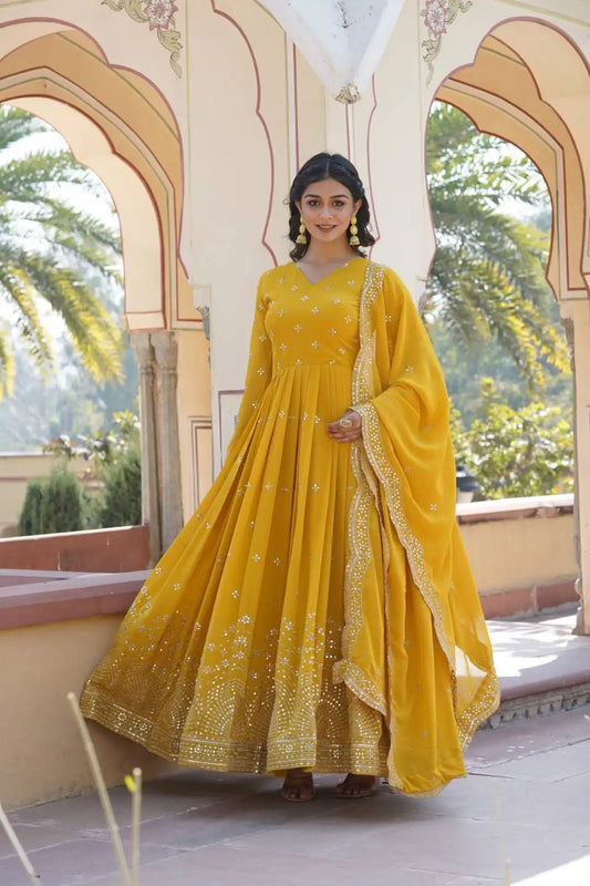 Moni 1084 Yellow Color Designer Readymade Gown Collection Online