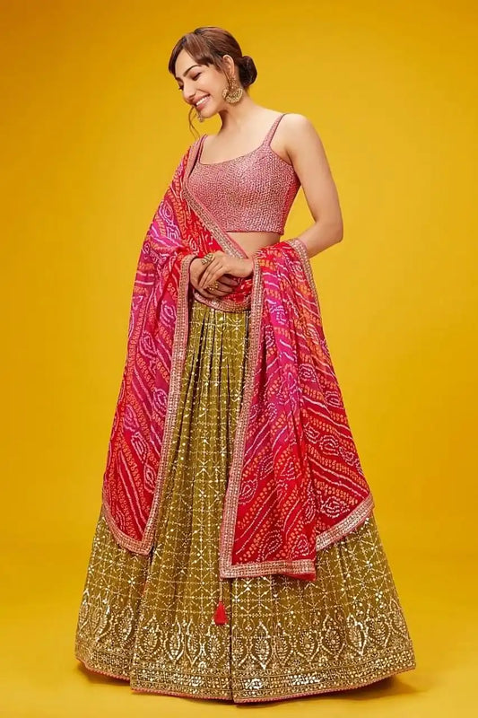 Zeel Georgette Yellow Haldi Party Wear Lehenga Choli