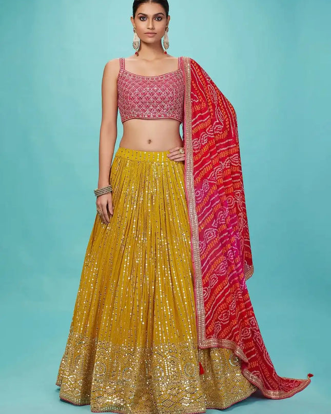 Zeel Georgette Yellow Color Party Wear Lehenga Choli