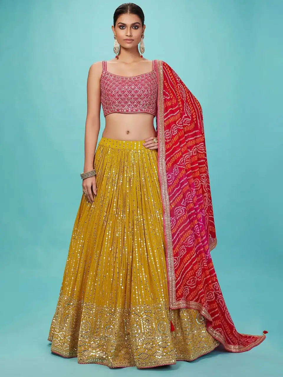 Zeel Georgette Yellow Color Party Wear Lehenga Choli