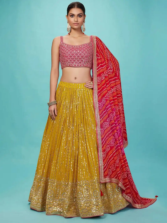 Zeel Georgette Yellow Color Party Wear Lehenga Choli