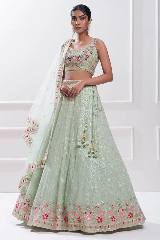 Zeel 5084 Babyblue Color Georgette Party Wear Lehenga Choli Embroidery Work