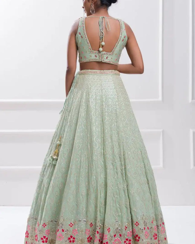 Zeel 5084 Babyblue Color Georgette Party Wear Lehenga Choli Embroidery Work