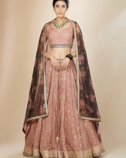 Zeel 5086 Peach Color Georgette Lehenga Choli With Sequence Embroidery Work
