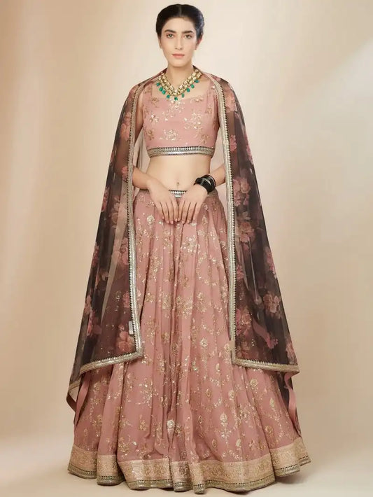 Zeel 5086 Peach Color Georgette Lehenga Choli With Sequence Embroidery Work