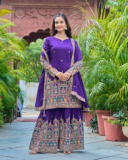 Sabina 5185C Chinon Silk Sharara Suit Party Wear Collection