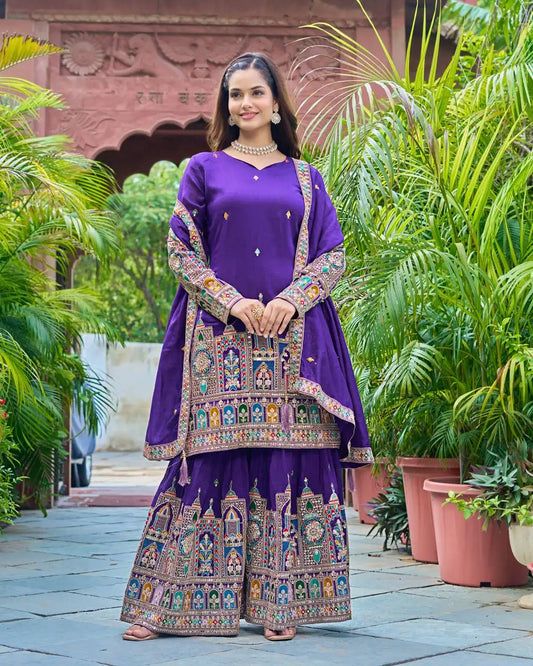 Sabina 5185C Chinon Silk Sharara Suit Party Wear Collection
