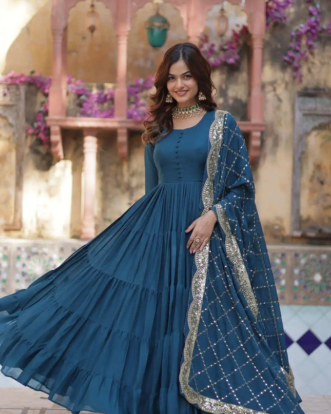 Mohini 9212 Georgette Readymade Gown Dupatta Festival Collection