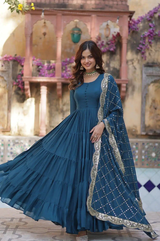 Mohini 9212 Georgette Readymade Gown Dupatta Festival Collection