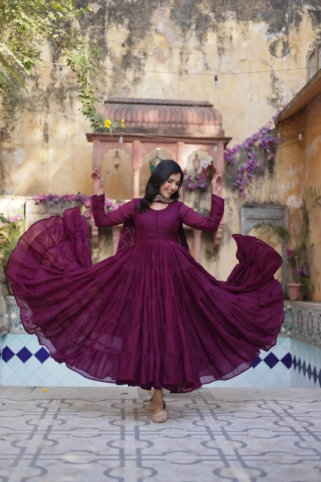 Mohini 9212 Georgette Gown Dupatta Collection