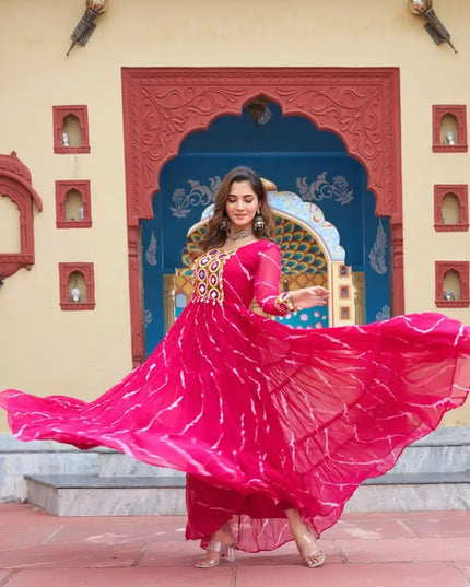 Moni 1187 Anarkali Ruby Color Navratri Kurti Latest Collection