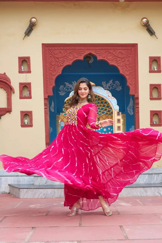 Moni 1187 Anarkali Ruby Color Navratri Kurti Latest Collection
