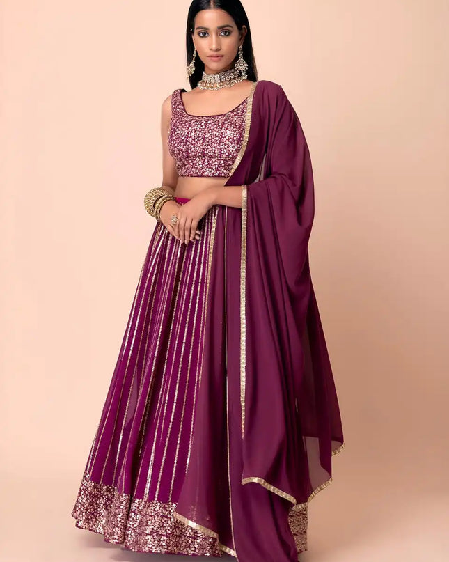 Zeel 15067 Plum Color Georgette lehenga Choli Party Wear Collection