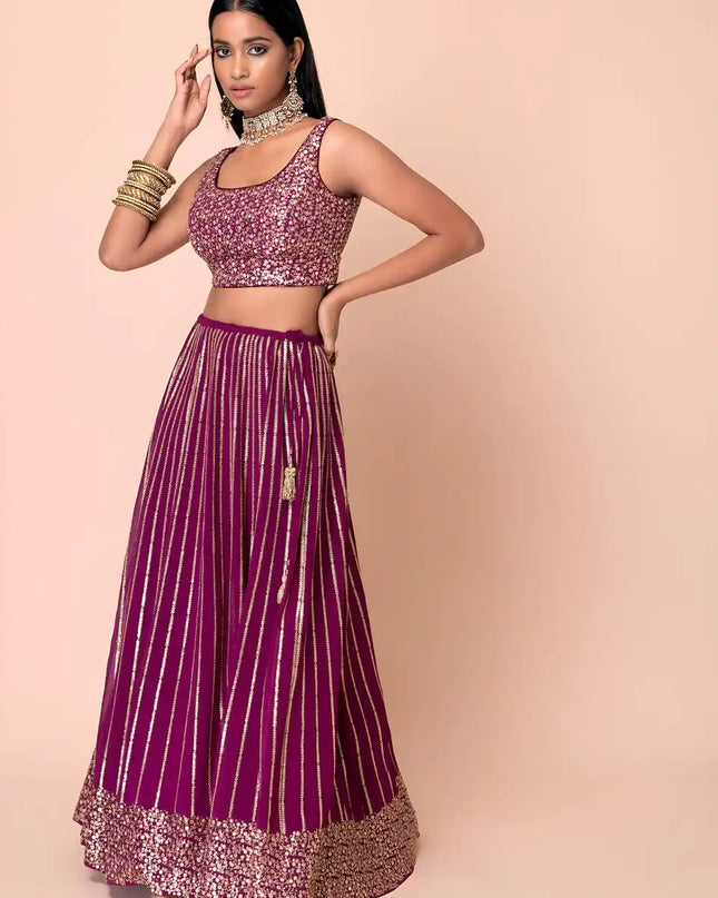 Zeel 15067 Plum Color Georgette lehenga Choli Party Wear Collection