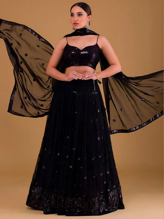 Zeel 15067A Black Georgette Lehenga Choli Party Wear Collection