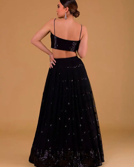 Zeel 15067A Black Georgette Lehenga Choli Party Wear Collection