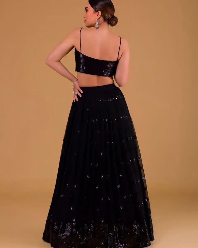 Zeel 15067A Black Georgette Lehenga Choli Party Wear Collection