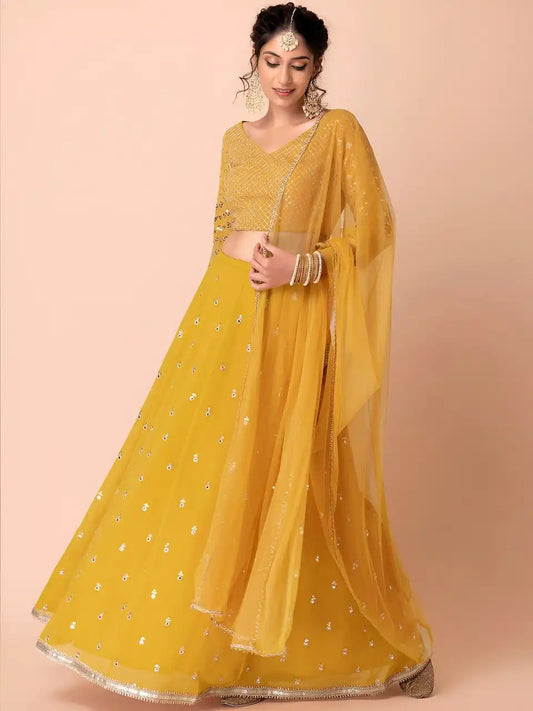 Zeel 15071 Yellow Georgette Haldi Festival Lehenga Choli 2025