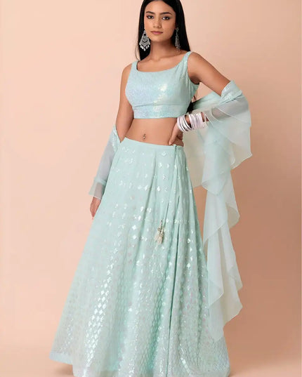 Zeel 15087 Sky Blue Georgette Wedding Lehenga Choli Collection