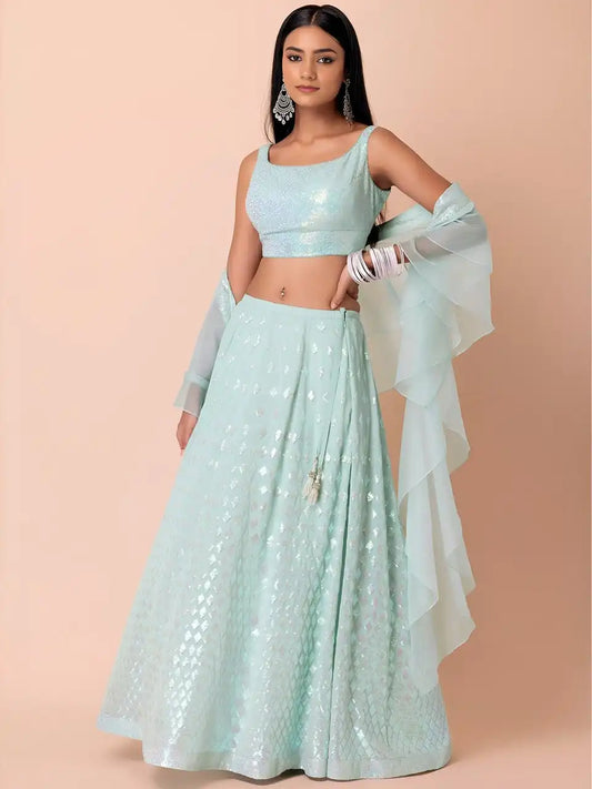 Zeel 15087 Sky Blue Georgette Wedding Lehenga Choli Collection