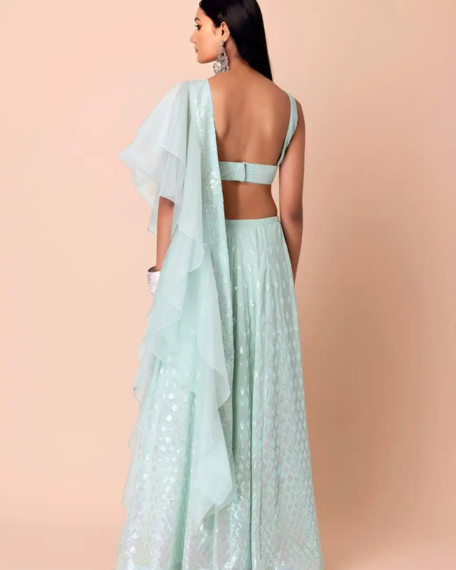 Zeel 15087 Sky Blue Georgette Wedding Lehenga Choli Collection