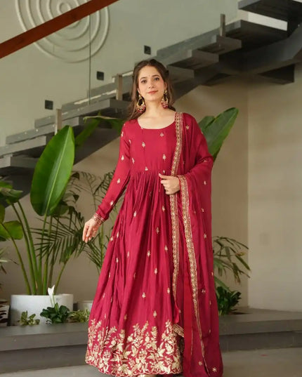 Moni 1166 Maroon Color Designer Readymade Gown For Women