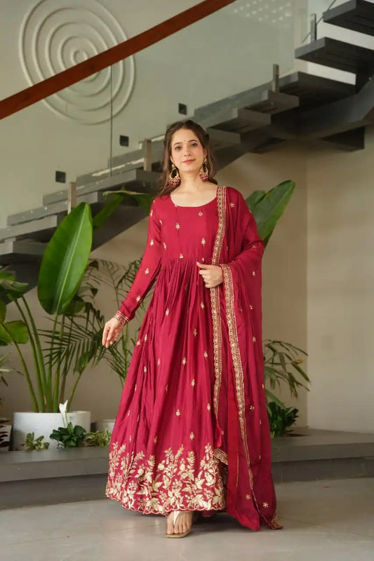 Moni 1166 Maroon Color Designer Readymade Gown For Women
