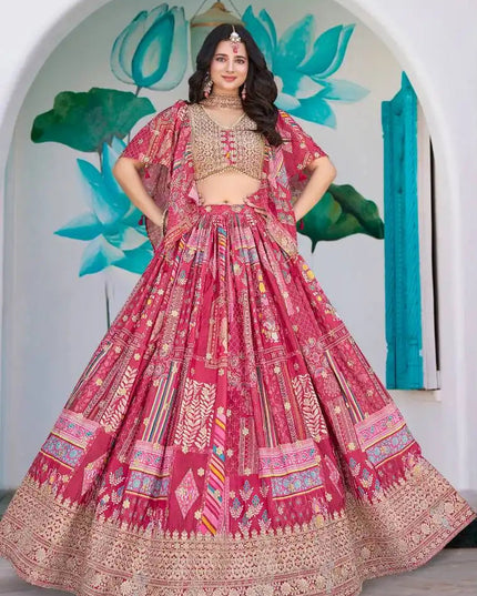 Zeel Queen Chinnon Silk Pink Color Designer Lehenga Choli Wholesale 2025