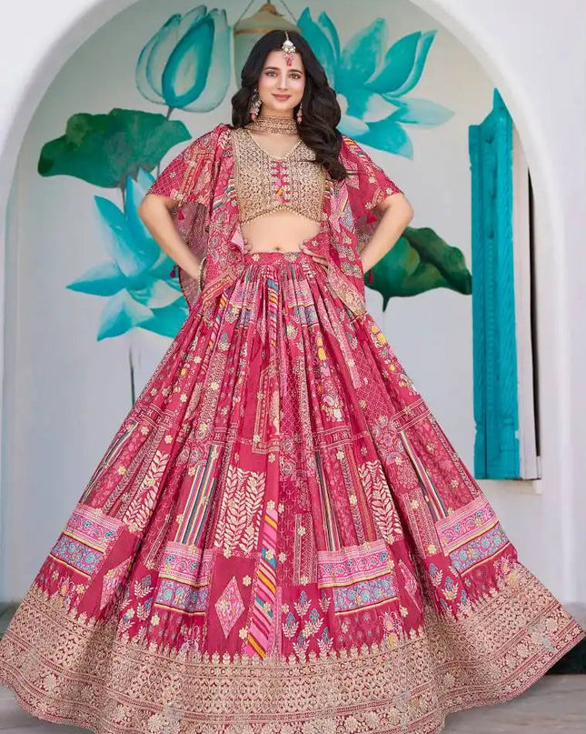 Zeel Queen Chinnon Silk Pink Color Designer Lehenga Choli Wholesale 2025