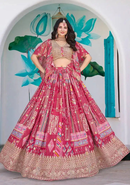 Zeel Queen Chinnon Silk Pink Color Designer Lehenga Choli Wholesale 2025