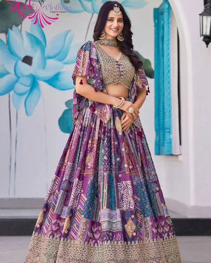 Zeel Queen Chinnon Silk Purpal Color Designer Lehenga Choli Wholesale 2025