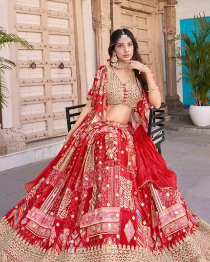 Chinnon Silk Rad Color Designer Lehenga Choli