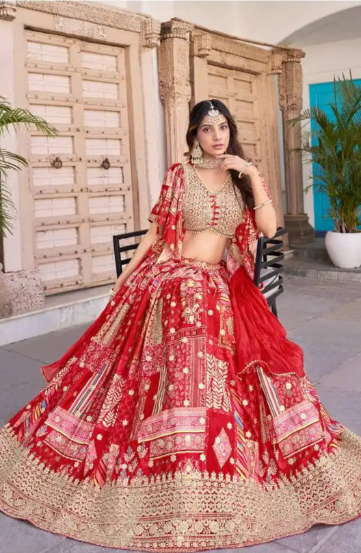 Chinnon Silk Rad Color Designer Lehenga Choli