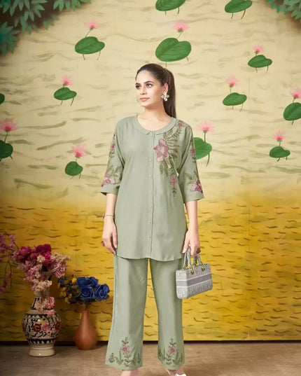 Lila Vol 18 Rayon Co Ord Set Western Khaki Color Design With Trending Collection