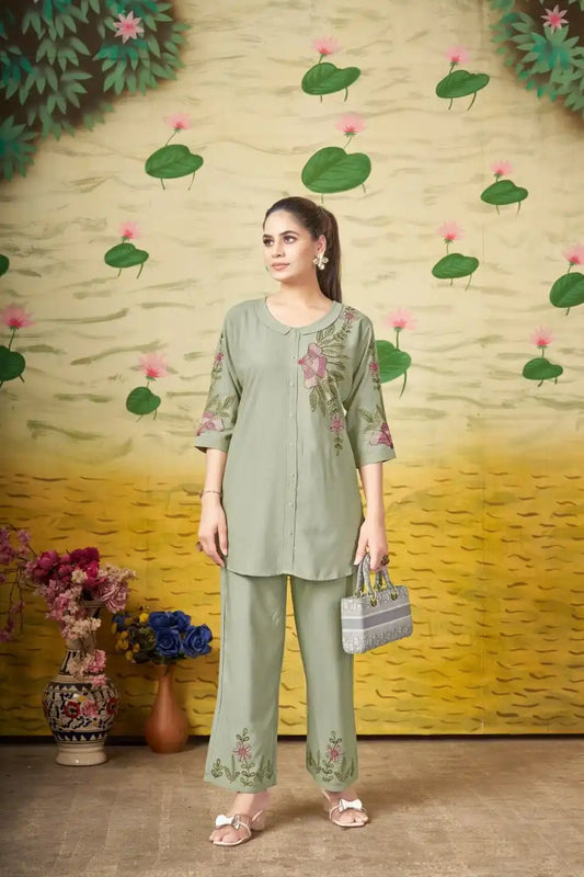Lila Vol 18 Rayon Co Ord Set Western Khaki Color Design With Trending Collection