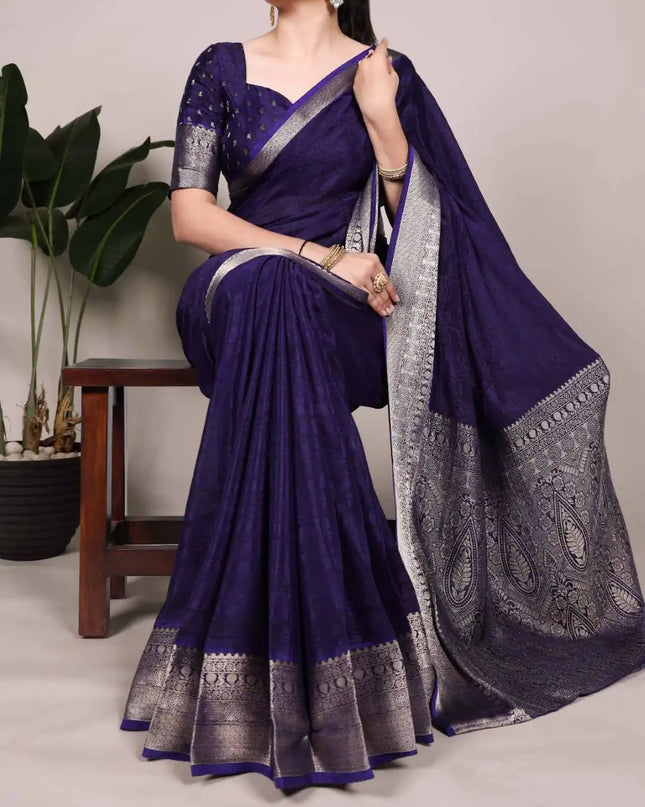 WMN 7902 Chinon Weaving Work Saree Collection  Steelblue