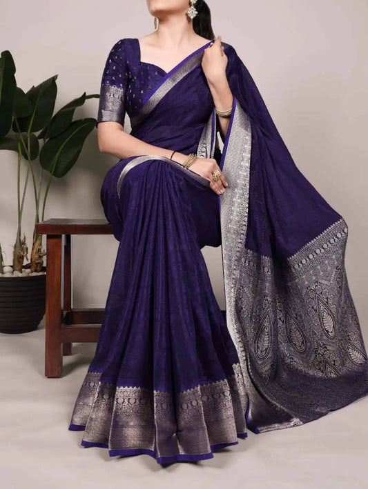 WMN 7902 Chinon Weaving Work Saree Collection  Steelblue