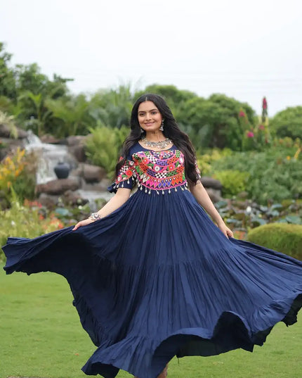 Mohini 9259 Navy Blue Color Navratri Gown Collection Kutchi Gamthi Work 2025