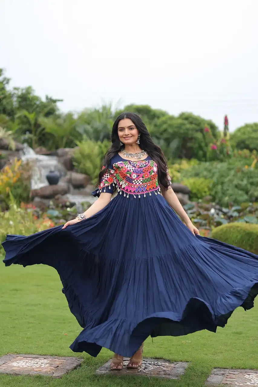 Mohini 9259 Navy Blue Color Navratri Gown Collection Kutchi Gamthi Work 2025