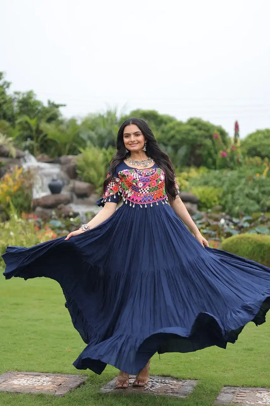 Mohini 9259 Navy Blue Color Navratri Gown Collection Kutchi Gamthi Work 2025
